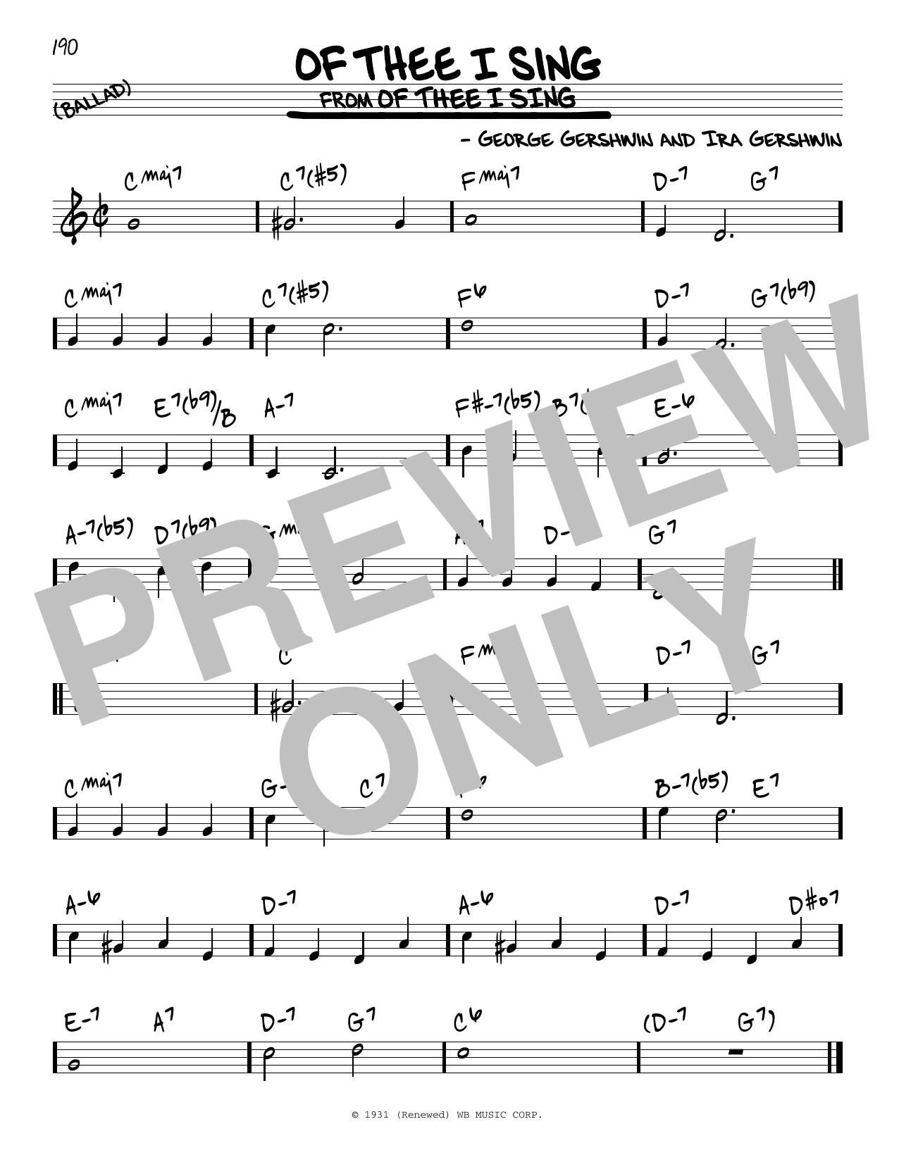 Learn to play George Gershwin Of Thee I Sing sheet music for Real Book – Melody & Chords in minutes. Price: 5.9900$ George Gershwin Of Thee I Sing sheet music notes and chords arranged for Real Book – Melody & Chords