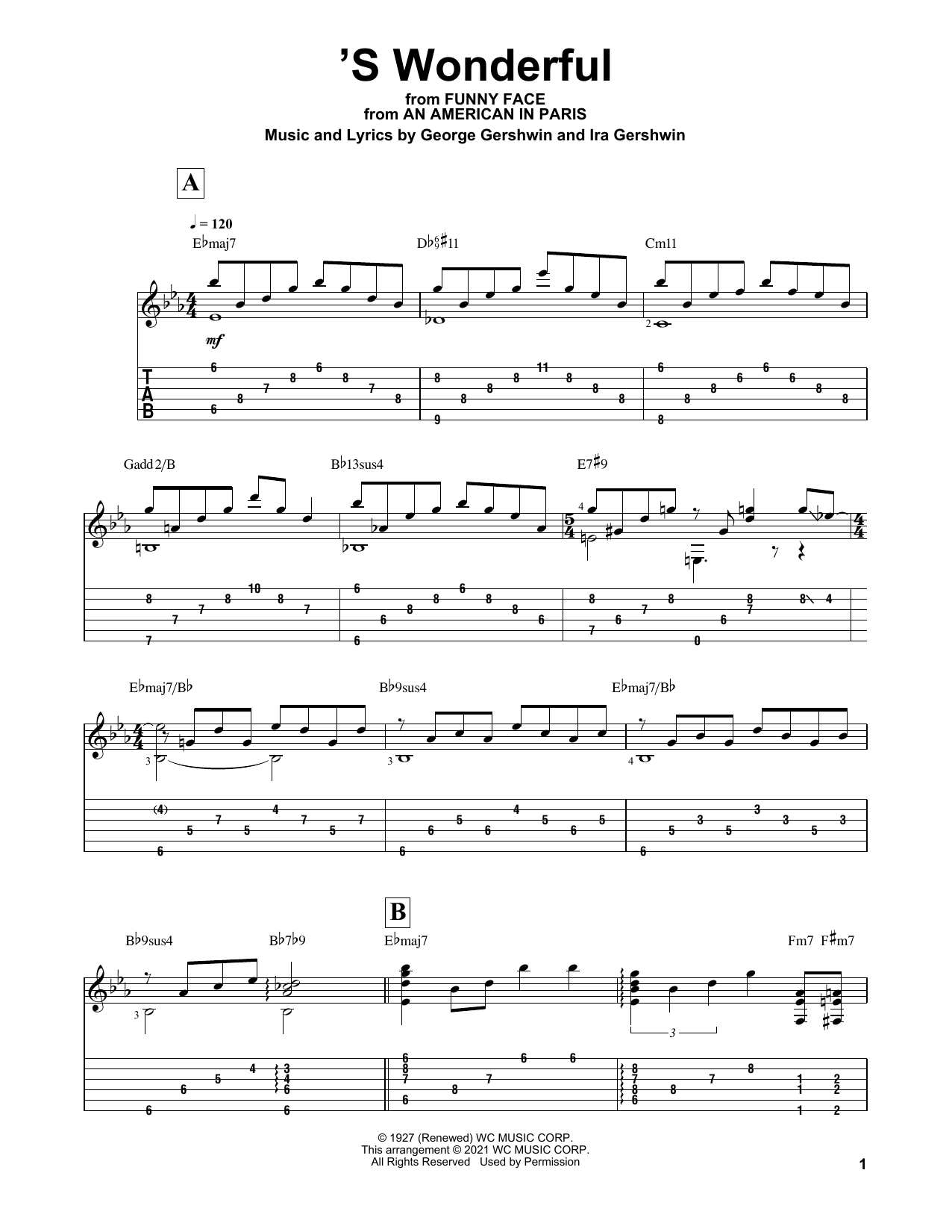 George Gershwin 'S Wonderful (arr. Matt Otten) sheet music notes and chords. Download Printable PDF.