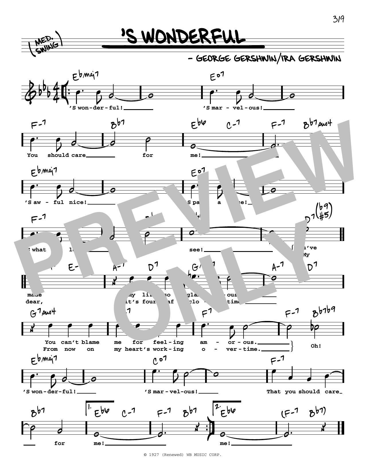 George Gershwin 'S Wonderful (High Voice) sheet music notes and chords. Download Printable PDF.