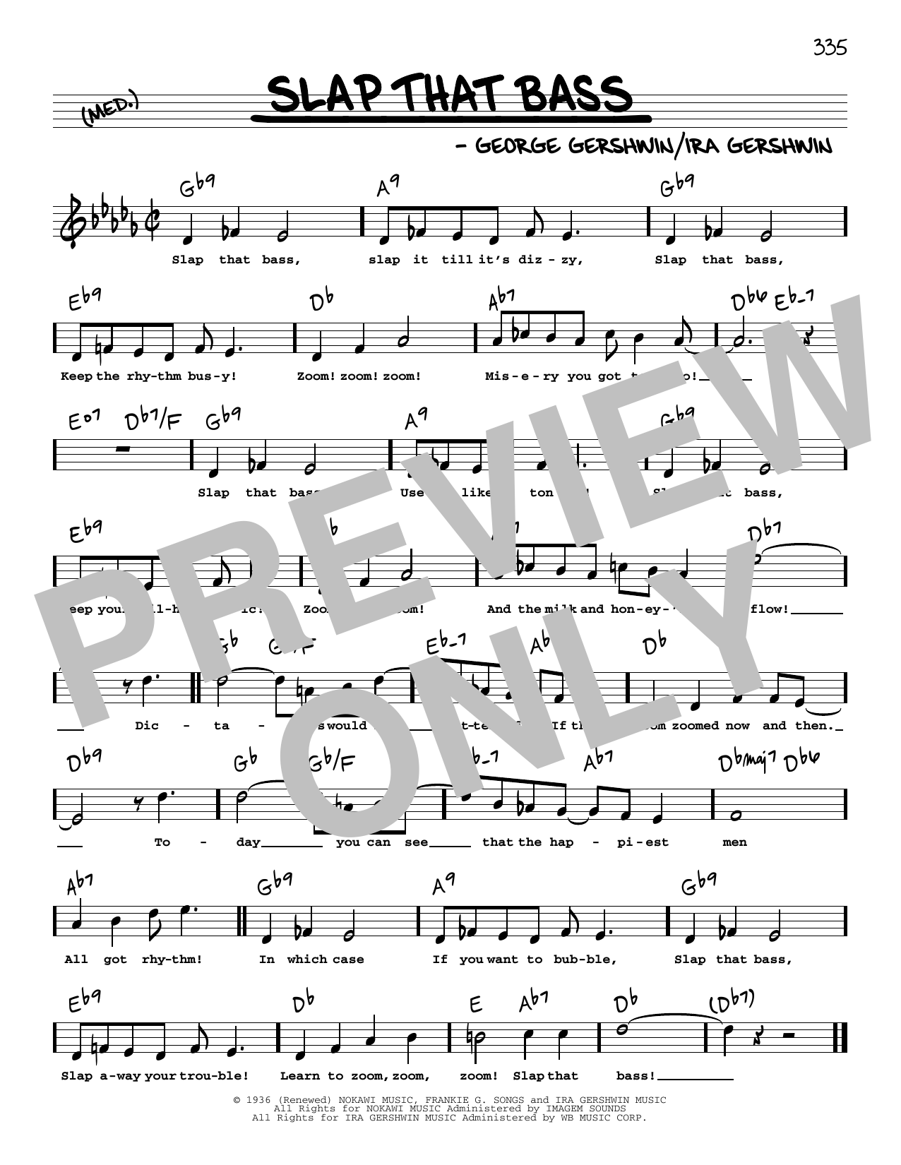 George Gershwin Slap That Bass (High Voice) sheet music notes and chords arranged for Real Book – Melody, Lyrics & Chords