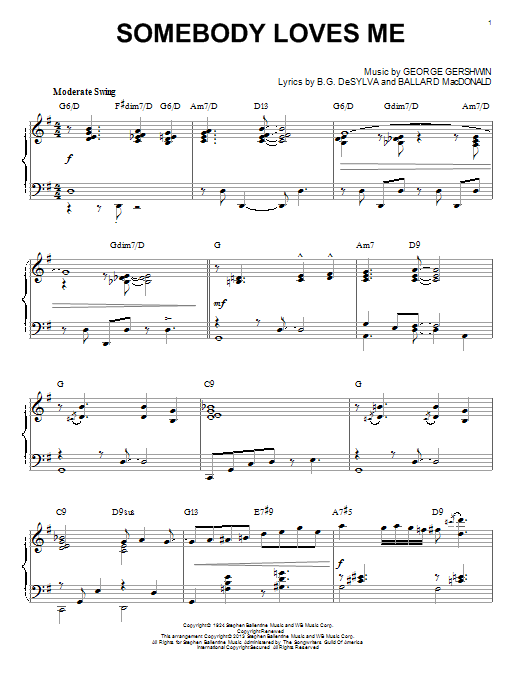 George Gershwin Somebody Loves Me [Jazz version] (arr. Brent Edstrom) sheet music notes and chords. Download Printable PDF.