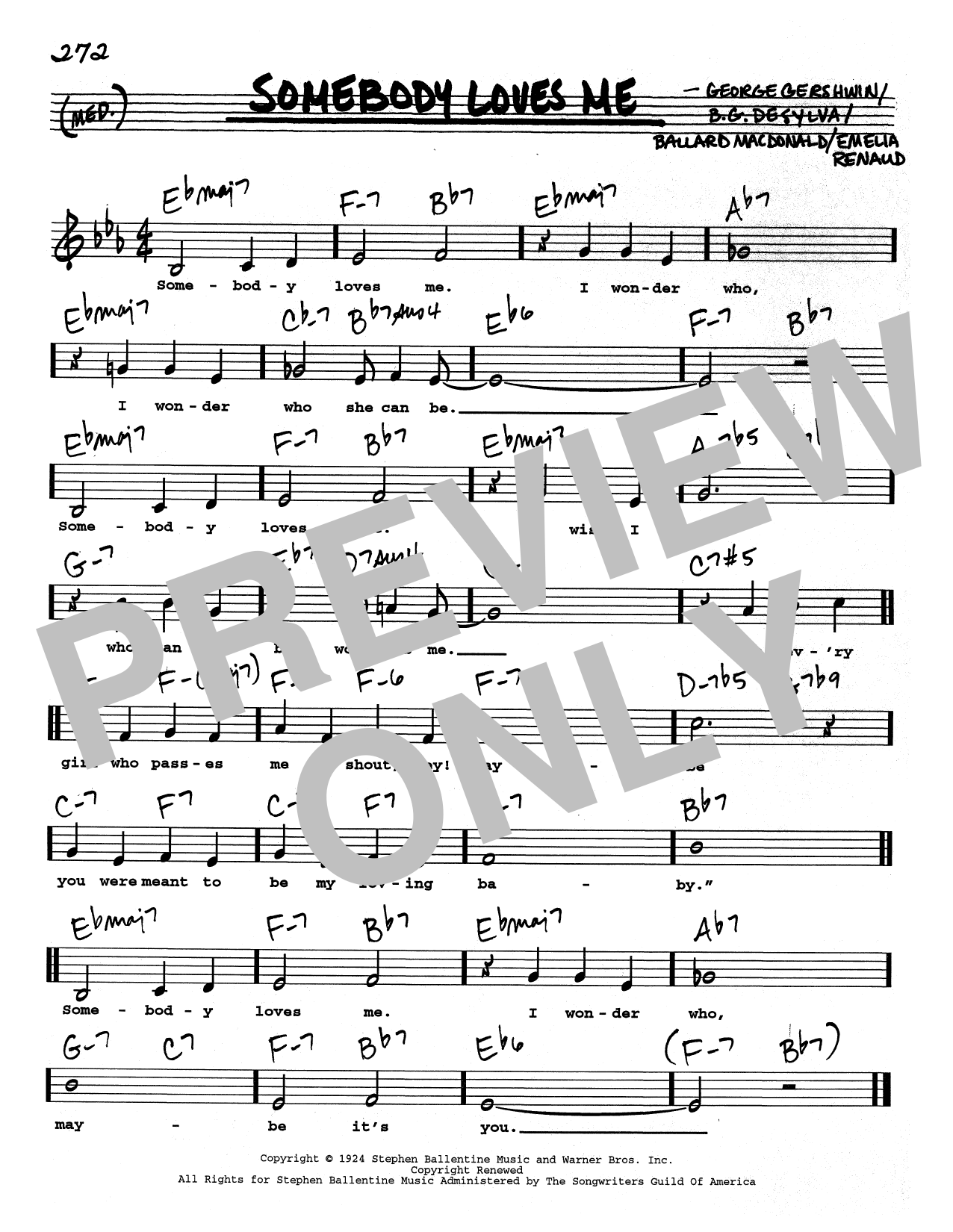 George Gershwin Somebody Loves Me (Low Voice) sheet music notes and chords. Download Printable PDF.