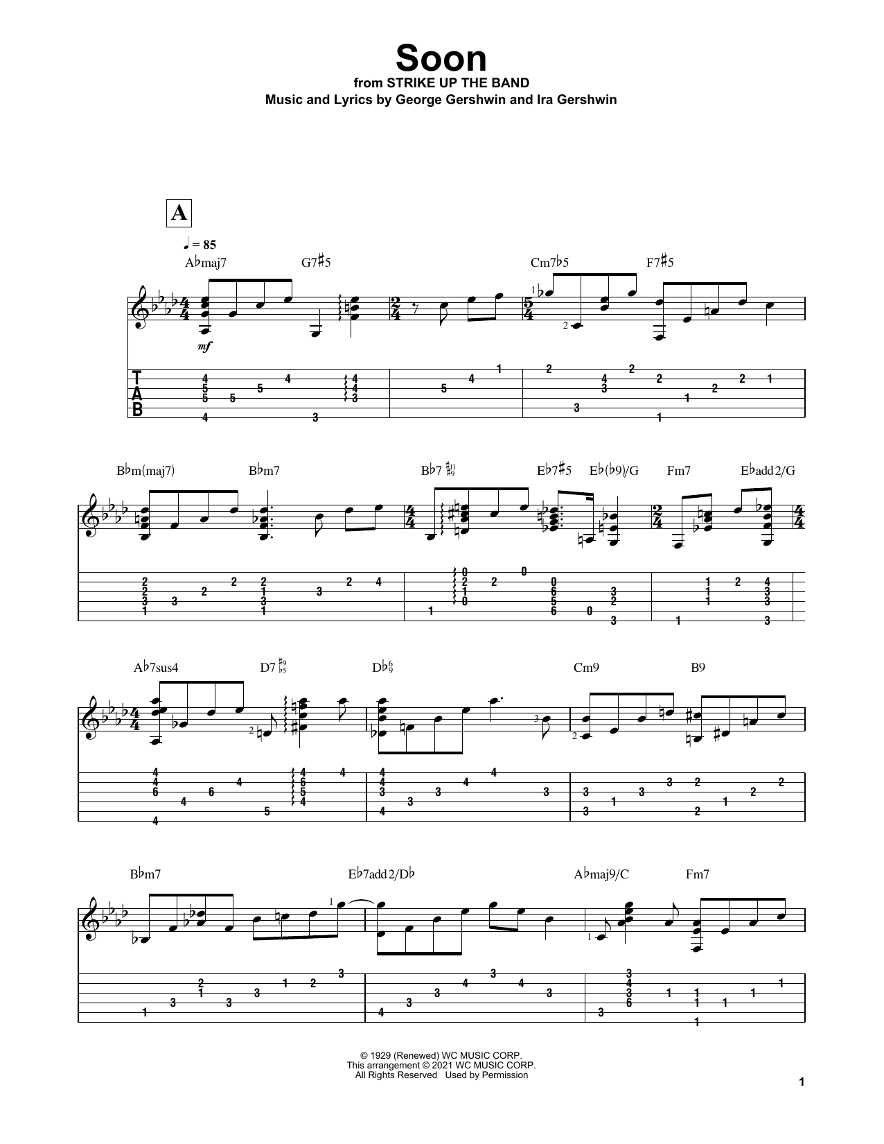 George Gershwin Soon (arr. Matt Otten) sheet music notes and chords. Download Printable PDF.