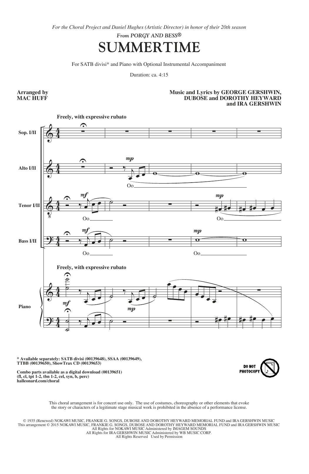 Mac Huff Summertime sheet music notes and chords. Download Printable PDF.