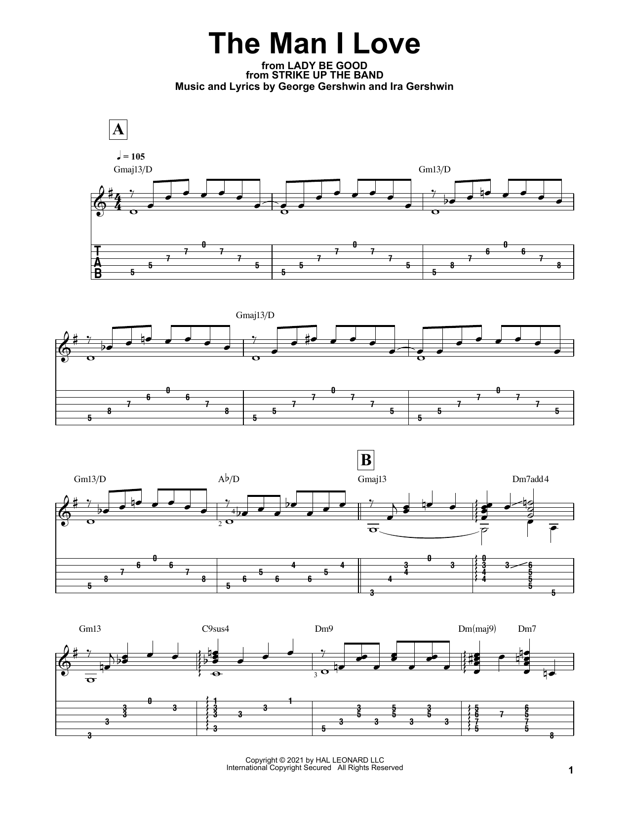 George Gershwin The Man I Love (arr. Matt Otten) sheet music notes and chords. Download Printable PDF.