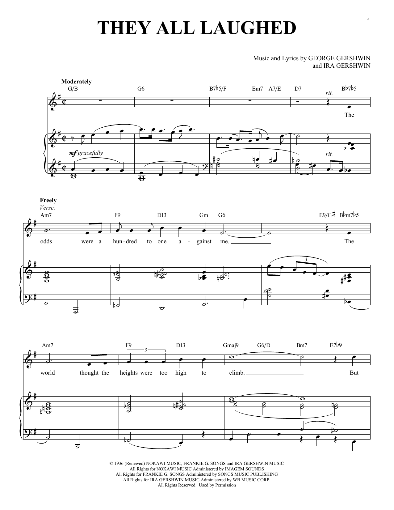 George Gershwin They All Laughed sheet music notes and chords. Download Printable PDF.