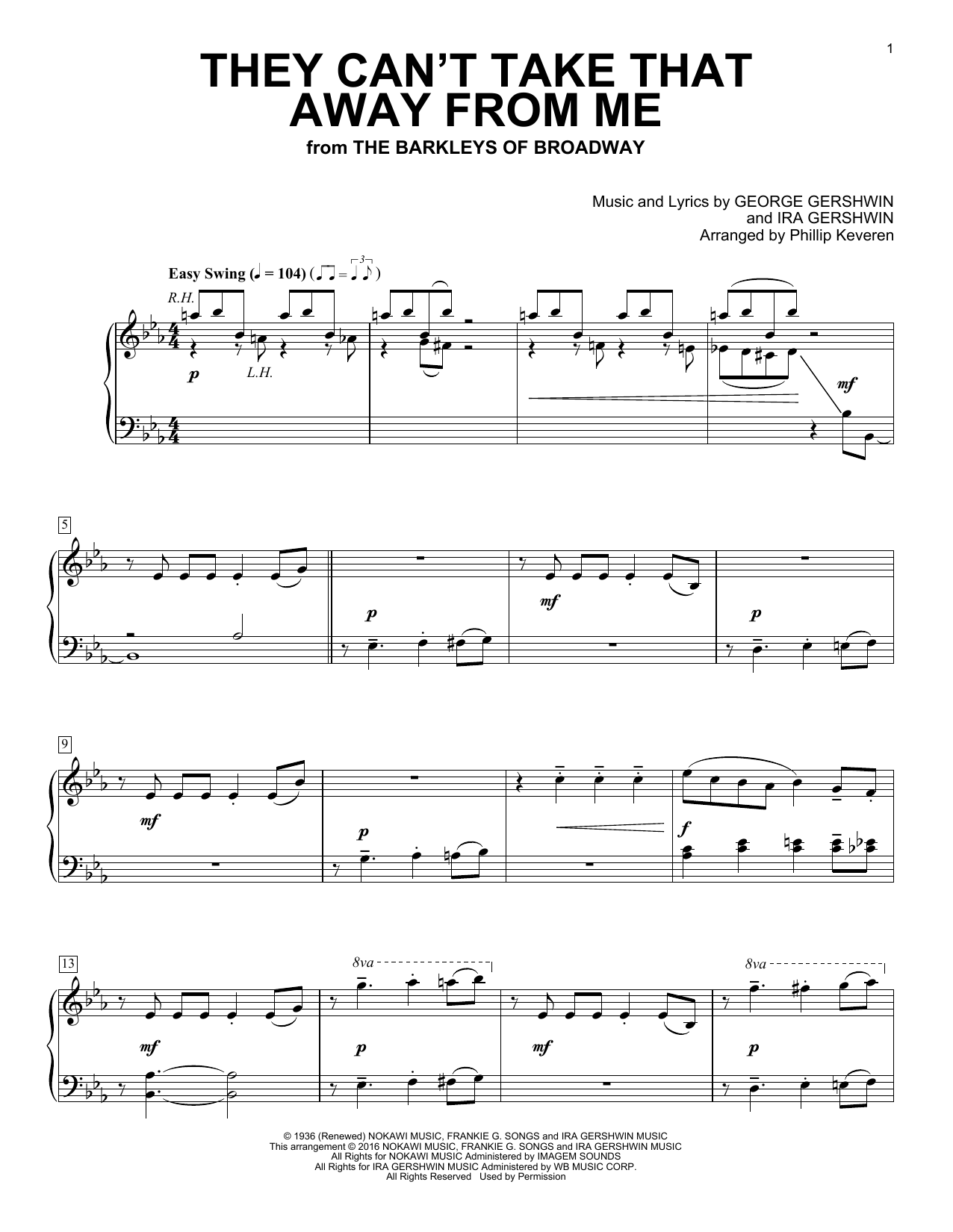 Phillip Keveren They Can't Take That Away From Me sheet music notes and chords. Download Printable PDF.