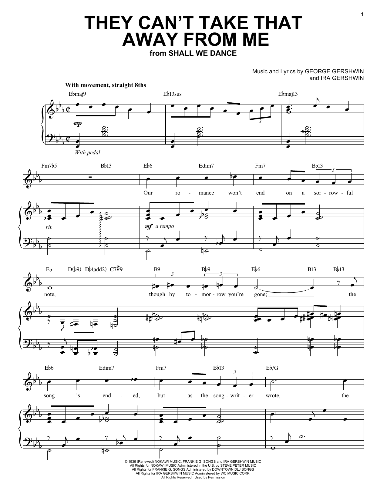 George Gershwin They Can't Take That Away From Me [Jazz version] (arr. Brent Edstrom) sheet music notes and chords. Download Printable PDF.