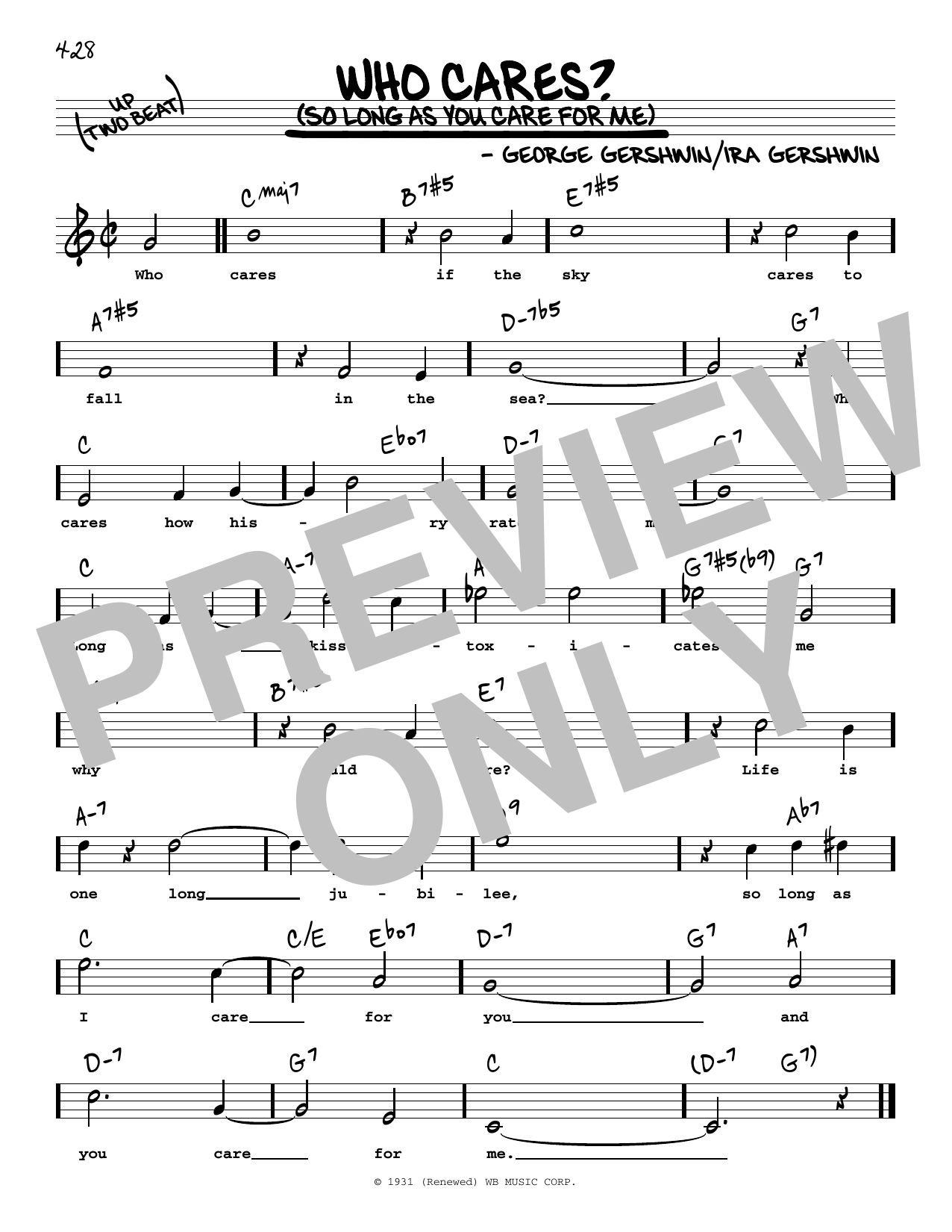 Learn to play George Gershwin Who Cares? (So Long As You Care For Me) (High Voice) sheet music for Real Book – Melody, Lyrics & Chords in minutes. Price: 5.9900$ George Gershwin Who Cares? (So Long As You Care For Me) (High Voice) sheet music notes and chords arranged for Real Book – Melody, Lyrics & Chords