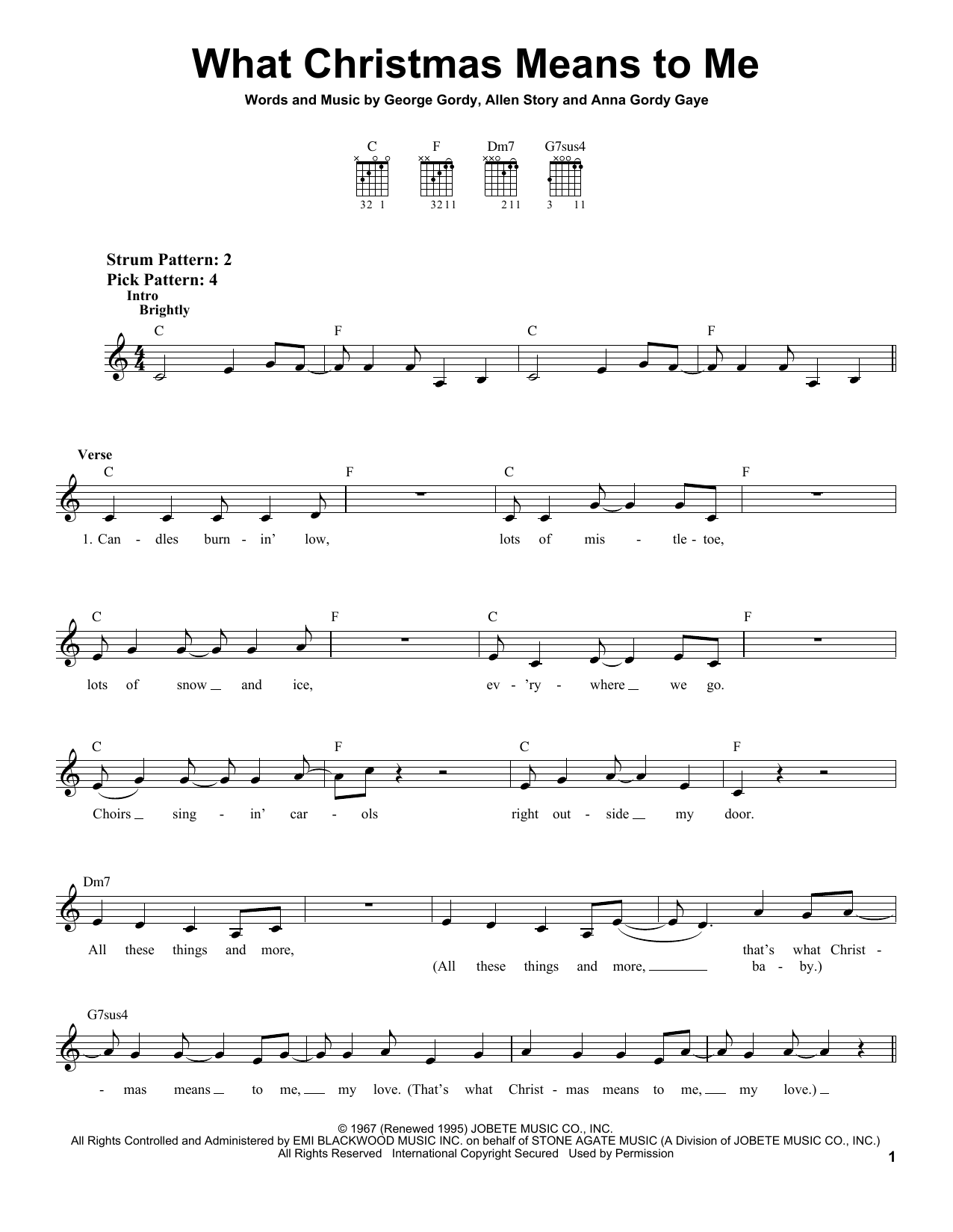 George Gordy What Christmas Means To Me sheet music notes and chords. Download Printable PDF.