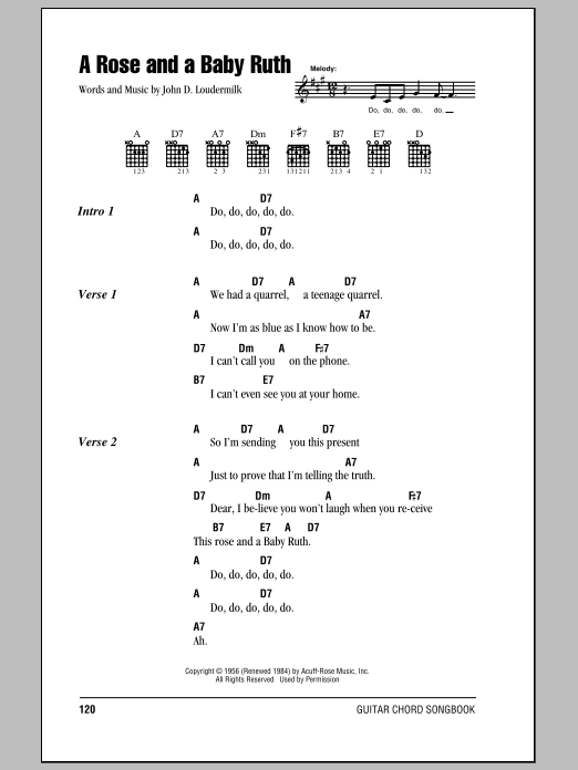 George Hamilton IV A Rose And A Baby Ruth sheet music notes and chords. Download Printable PDF.