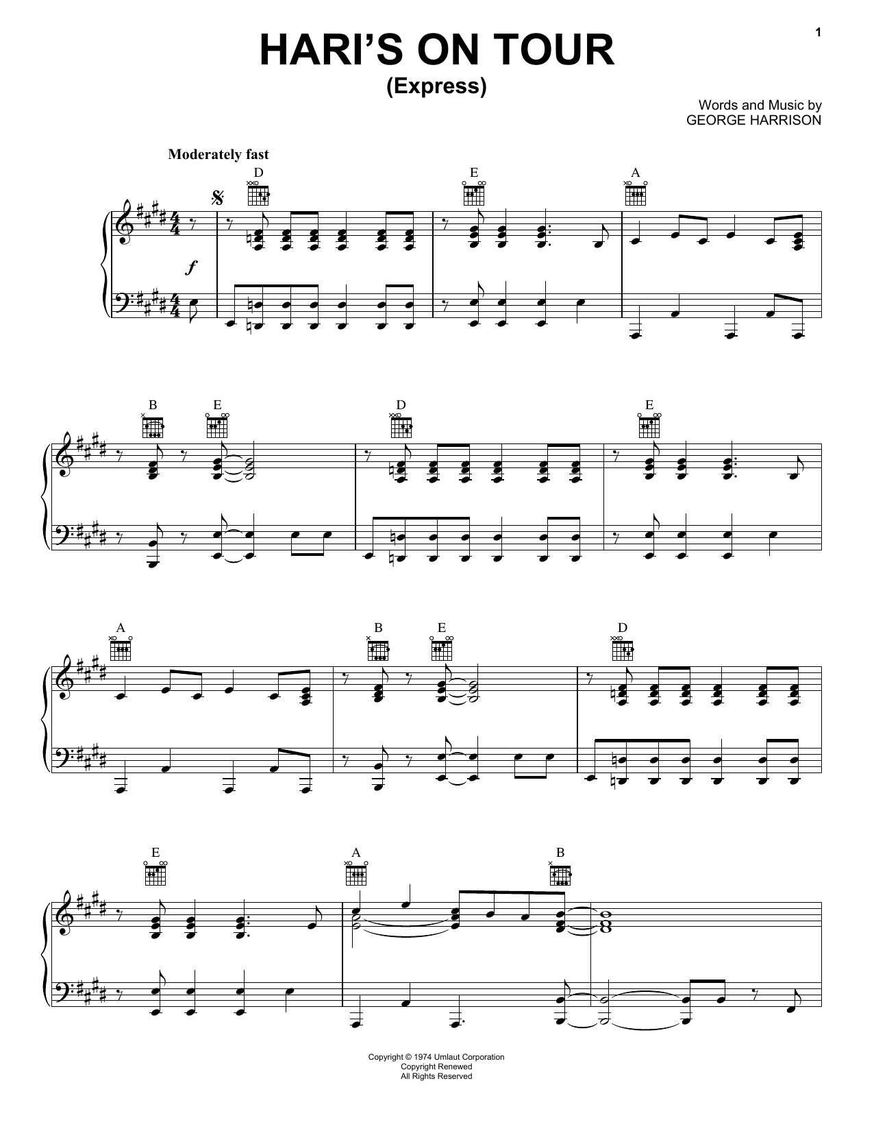 Learn to play George Harrison Hari's On Tour (Express) sheet music for Piano Solo in minutes. Price: 7.8900$ George Harrison Hari's On Tour (Express) sheet music notes and chords arranged for Piano Solo
