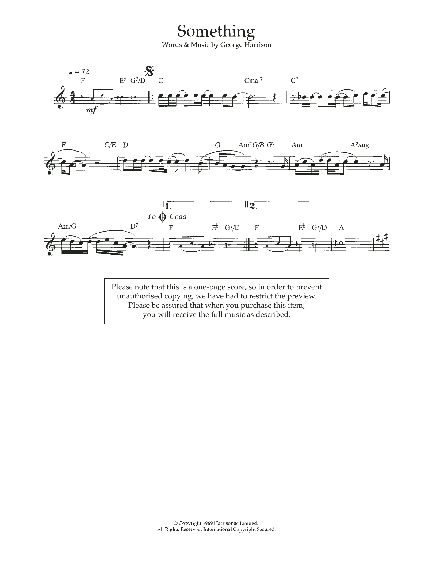 George Harrison Something sheet music notes and chords. Download Printable PDF.