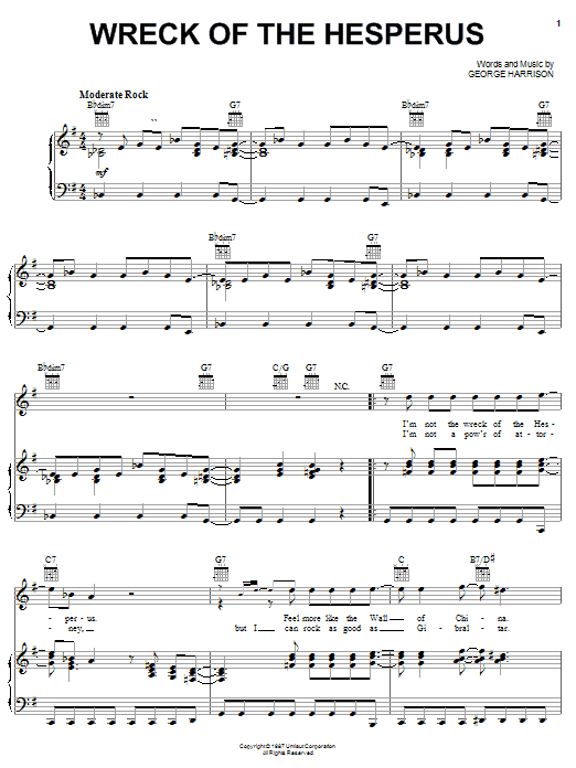 Learn to play George Harrison Wreck Of The Hesperus sheet music for Piano, Vocal & Guitar Chords (Right-Hand Melody) in minutes. Price: 7.8900$ George Harrison Wreck Of The Hesperus sheet music notes and chords arranged for Piano, Vocal & Guitar Chords (Right-Hand Melody)
