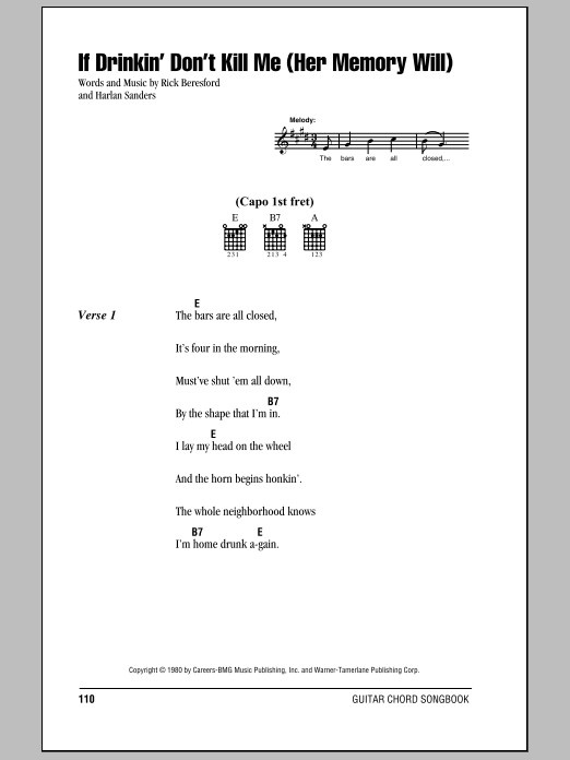 George Jones If Drinkin' Don't Kill Me (Her Memory Will) sheet music notes and chords. Download Printable PDF.