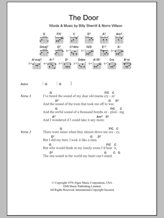 George Jones The Door sheet music notes and chords. Download Printable PDF.