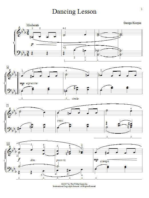 Learn to play George Kiorpes Dancing Lesson sheet music for Educational Piano in minutes. Price: 6.9900$ George Kiorpes Dancing Lesson sheet music notes and chords arranged for Educational Piano