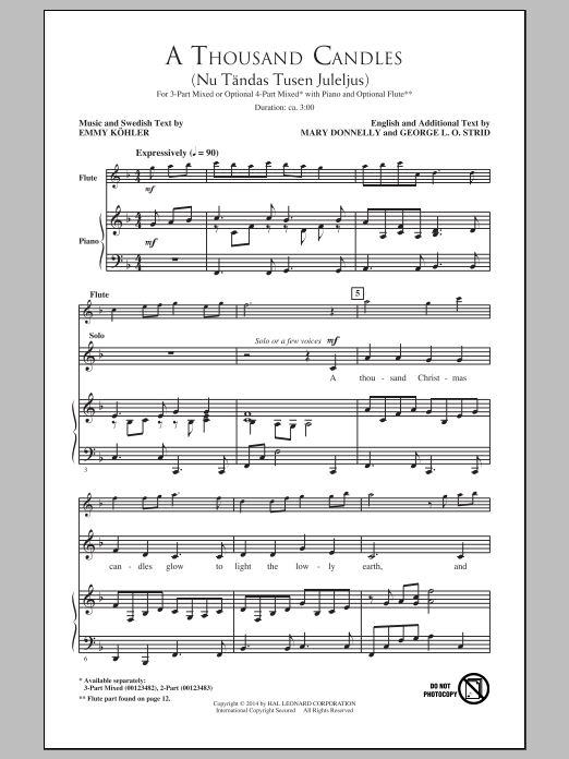 George L.O. Strid A Thousand Candles (Nu Tandas Tusen Juleljus) sheet music notes and chords. Download Printable PDF.