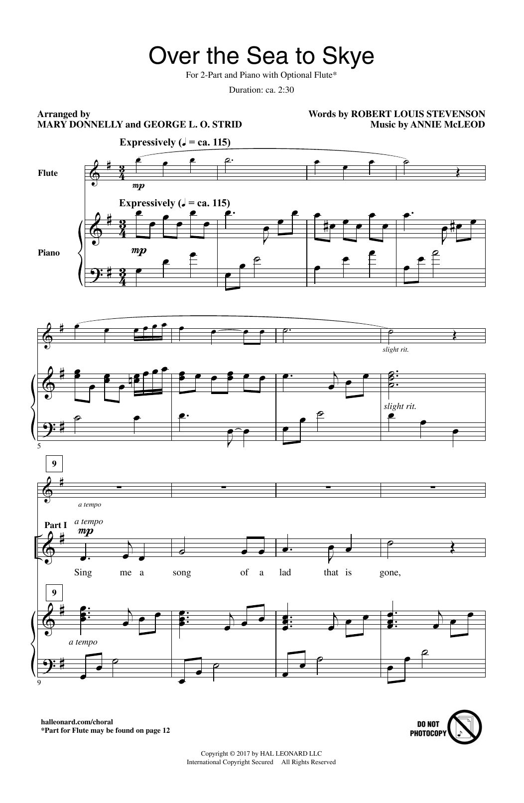 George L.O. Strid Over The Sea To Skye sheet music notes and chords. Download Printable PDF.