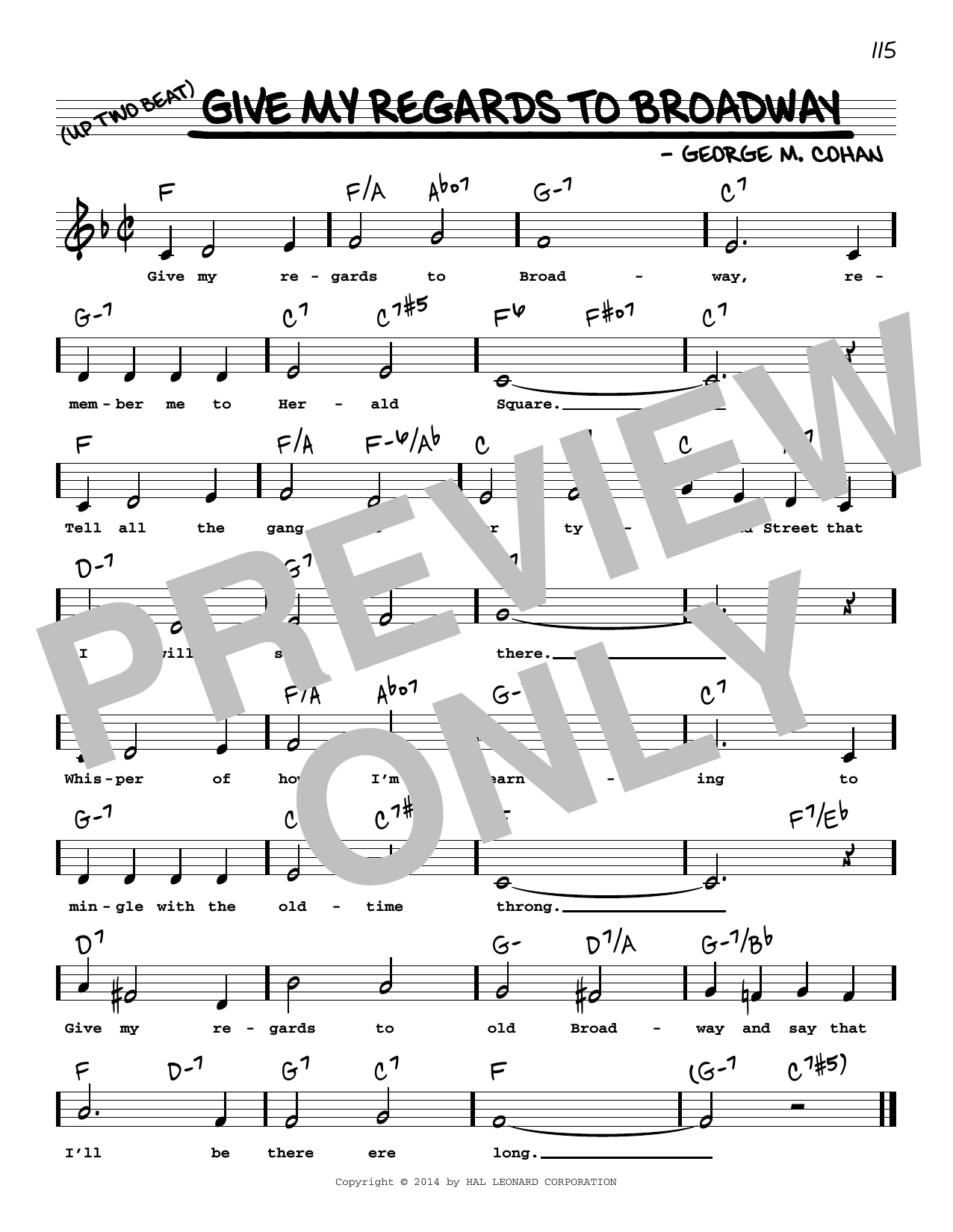 George M. Cohan Give My Regards To Broadway (Low Voice) sheet music notes and chords. Download Printable PDF.