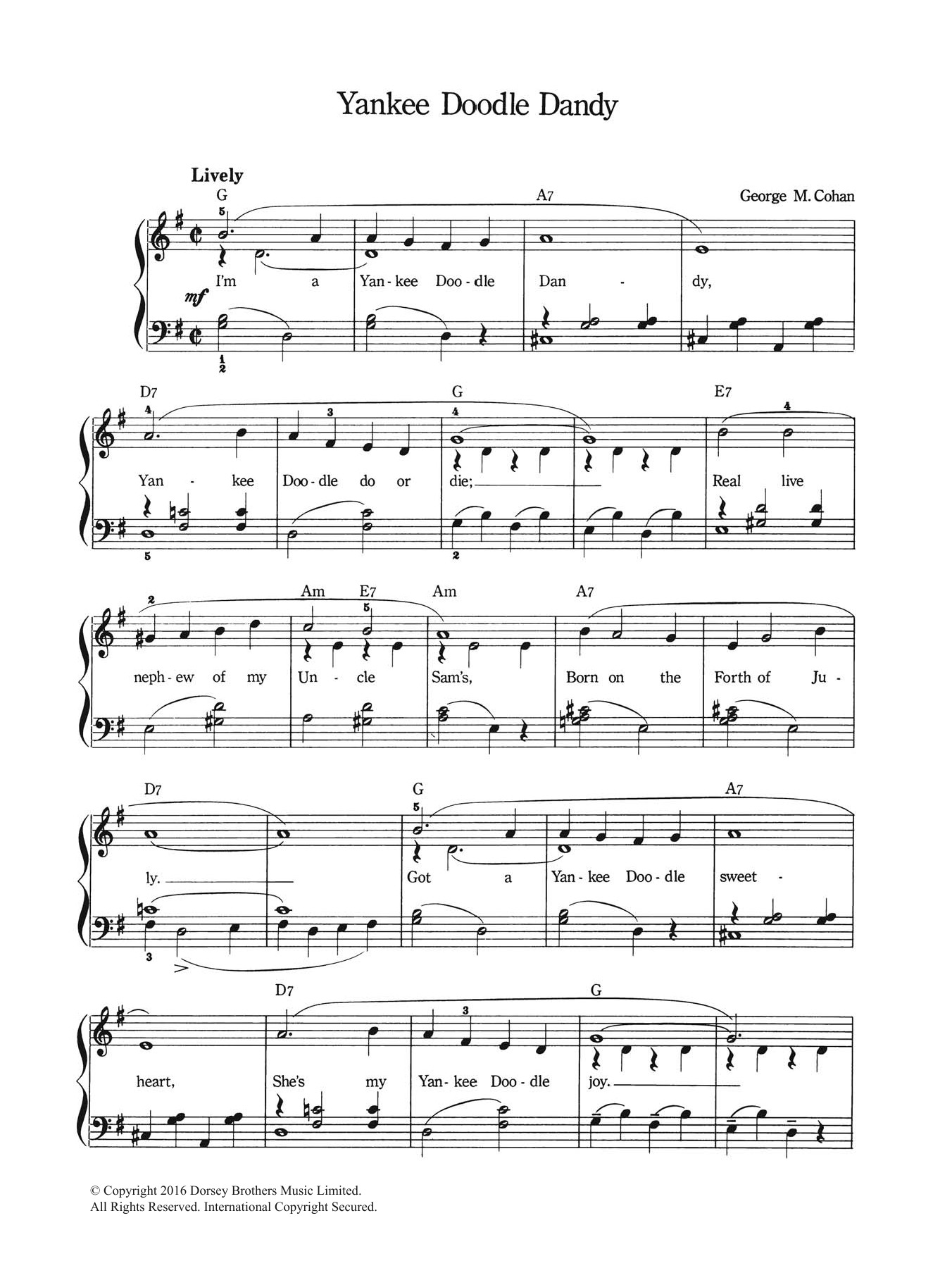 George M. Cohan Yankee Doodle Dandy sheet music notes and chords. Download Printable PDF.