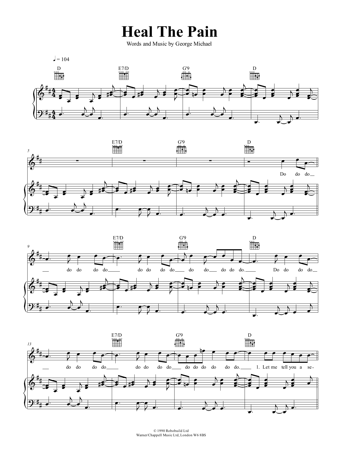 George Michael Heal The Pain sheet music notes and chords. Download Printable PDF.