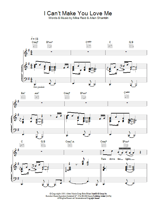 George Michael I Can't Make You Love Me sheet music notes and chords. Download Printable PDF.