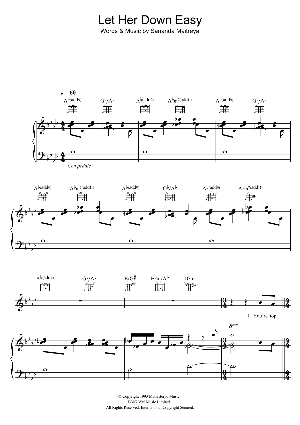 George Michael Let Her Down Easy sheet music notes and chords. Download Printable PDF.