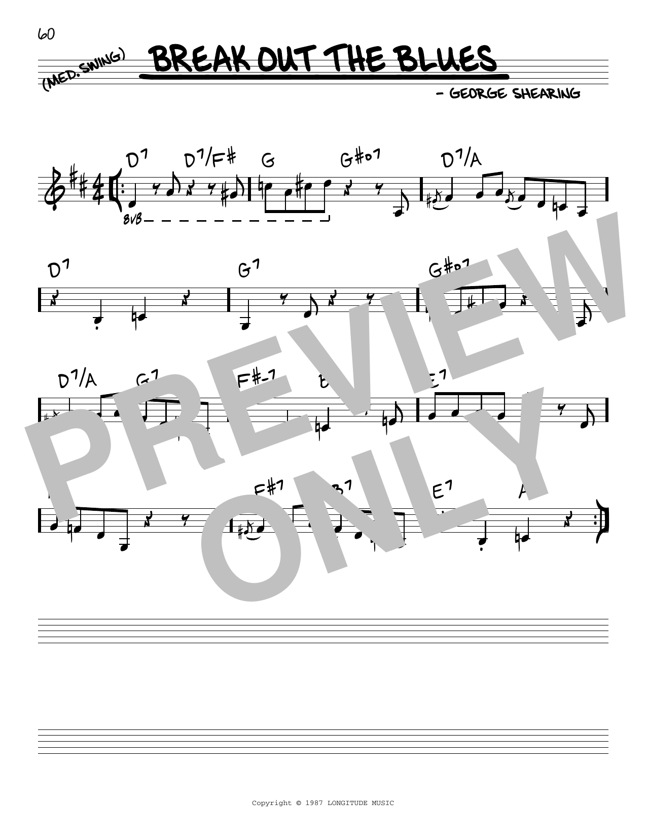 Learn to play George Shearing Break Out The Blues sheet music for Real Book – Melody & Chords in minutes. Price: 5.9900$ George Shearing Break Out The Blues sheet music notes and chords arranged for Real Book – Melody & Chords