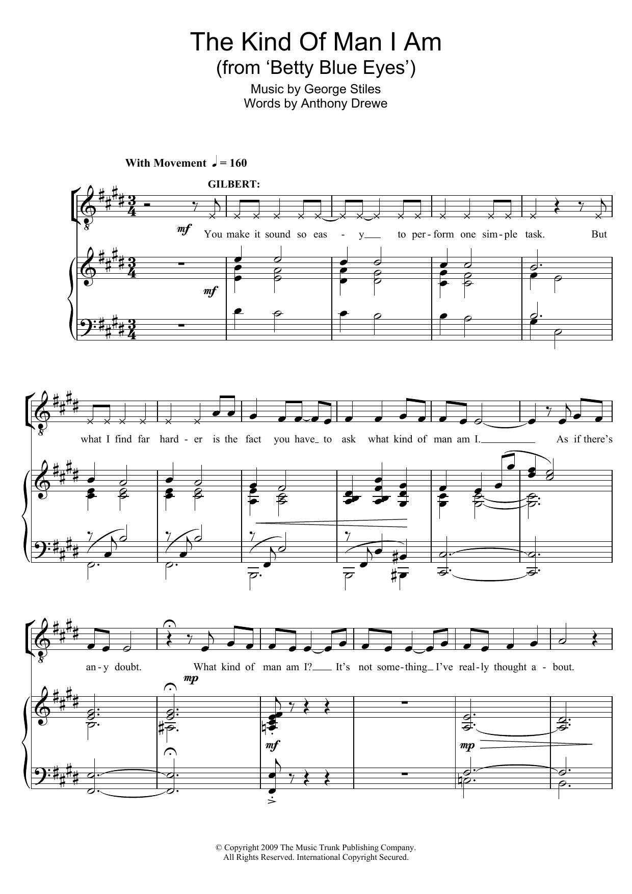 Stiles & Drewe The Kind Of Man I Am (From 'Betty Blue Eyes') sheet music notes and chords. Download Printable PDF.