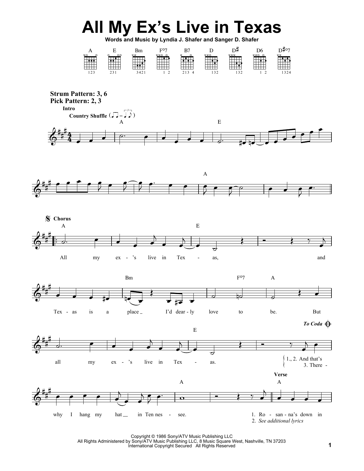 George Strait All My Ex's Live In Texas sheet music notes and chords. Download Printable PDF.