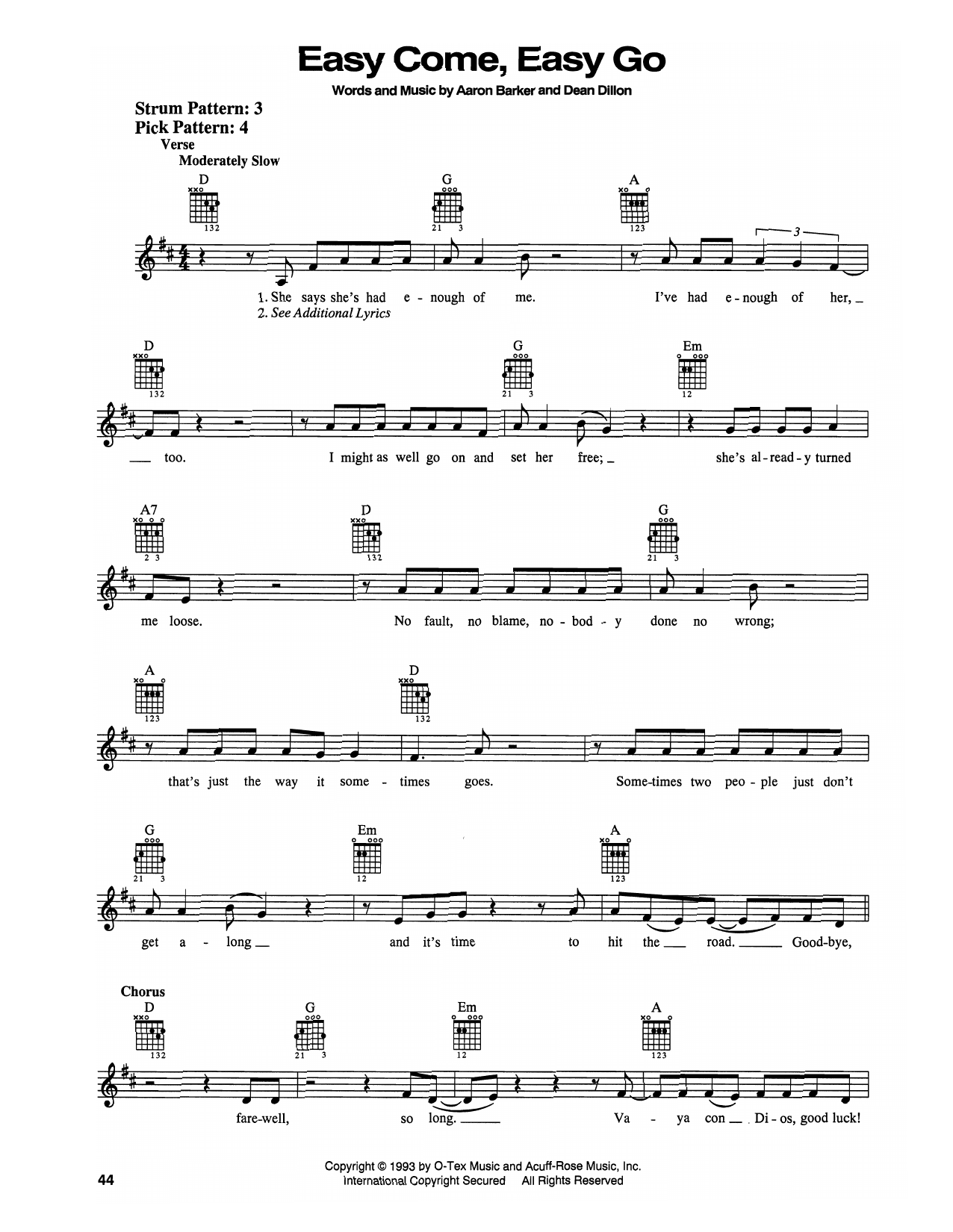 George Strait Easy Come, Easy Go sheet music notes and chords. Download Printable PDF.