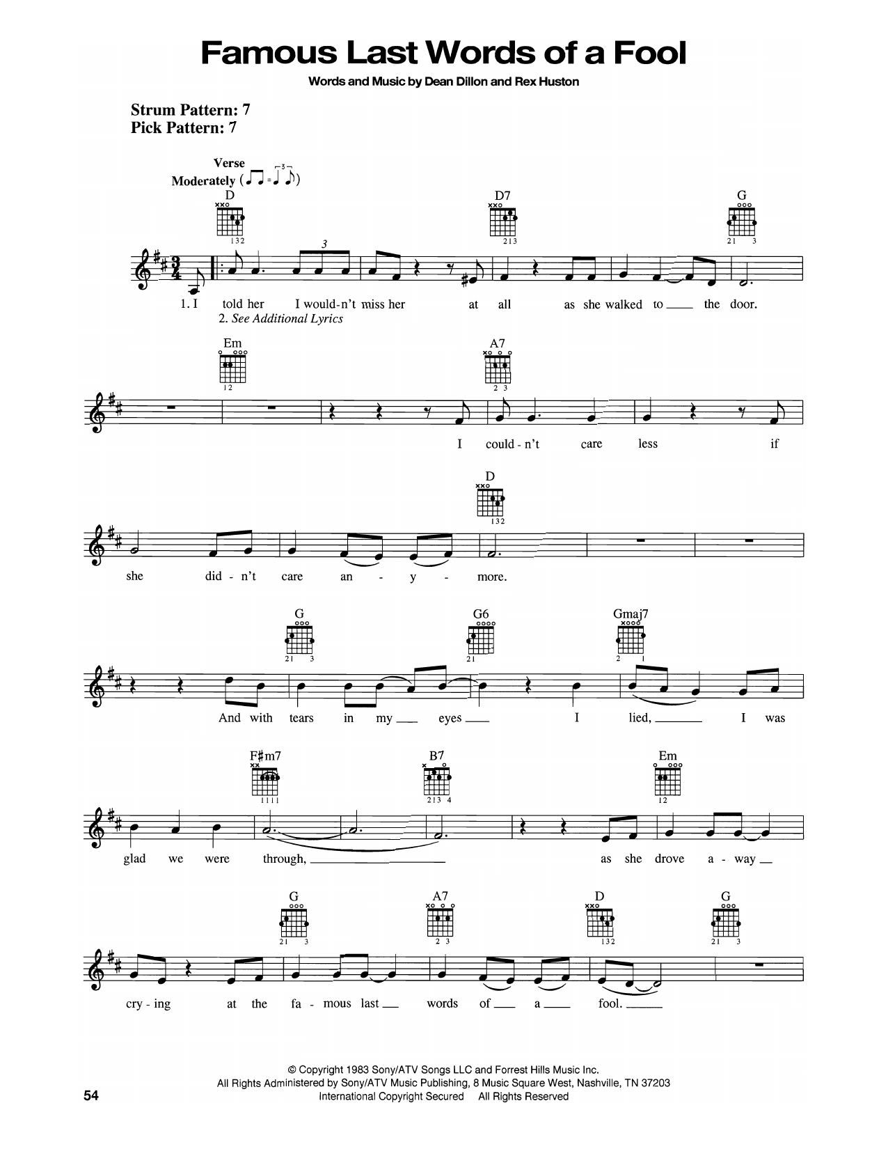 George Strait Famous Last Words Of A Fool sheet music notes and chords. Download Printable PDF.