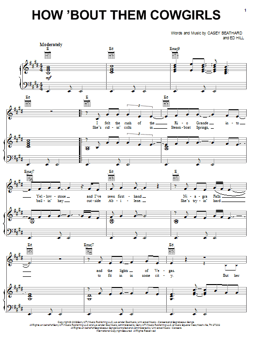 Learn to play George Strait How 'Bout Them Cowgirls sheet music for Piano, Vocal & Guitar Chords (Right-Hand Melody) in minutes. Price: 7.8900$ George Strait How 'Bout Them Cowgirls sheet music notes and chords arranged for Piano, Vocal & Guitar Chords (Right-Hand Melody)
