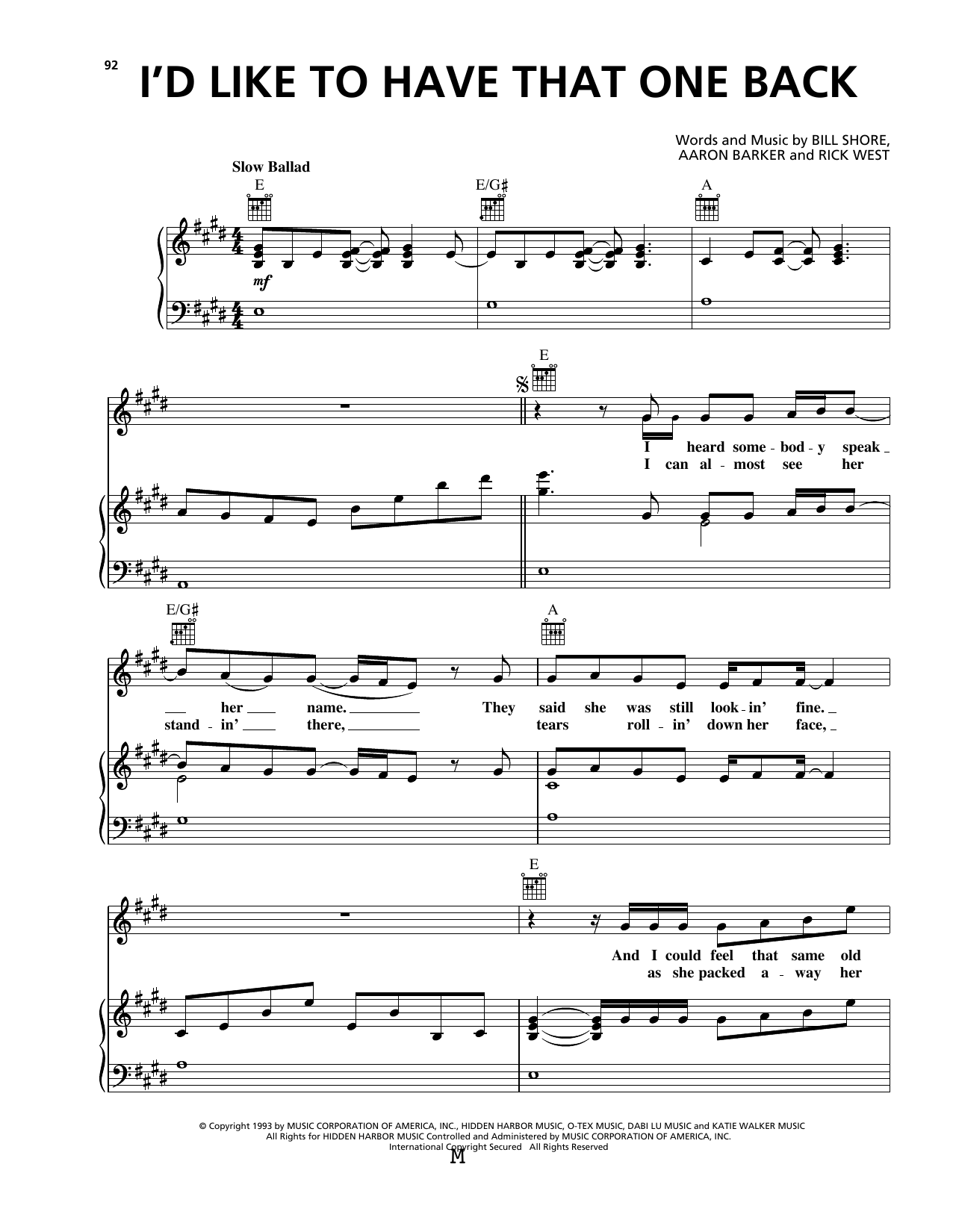Learn to play George Strait I'd Like To Have That One Back sheet music for Piano, Vocal & Guitar Chords (Right-Hand Melody) in minutes. Price: 7.8900$ George Strait I'd Like To Have That One Back sheet music notes and chords arranged for Piano, Vocal & Guitar Chords (Right-Hand Melody)