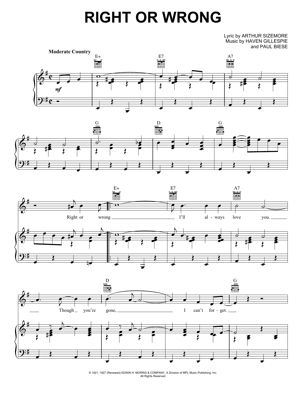 George Strait Right Or Wrong sheet music notes and chords. Download Printable PDF.