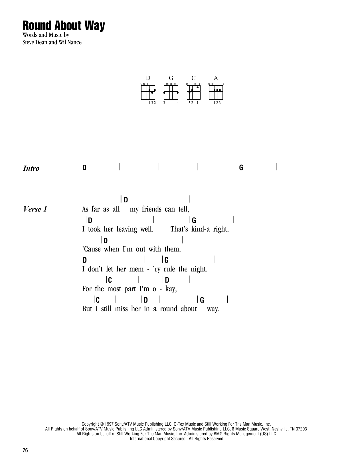 George Strait Round About Way sheet music notes and chords. Download Printable PDF.