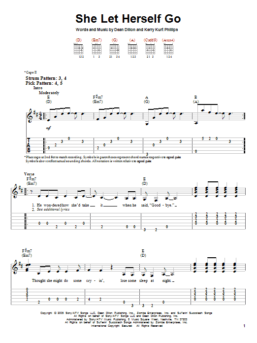 George Strait She Let Herself Go sheet music notes and chords. Download Printable PDF.