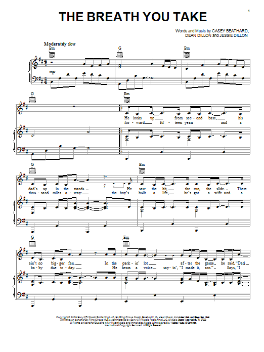 Learn to play George Strait The Breath You Take sheet music for Piano, Vocal & Guitar Chords (Right-Hand Melody) in minutes. Price: 7.8900$ George Strait The Breath You Take sheet music notes and chords arranged for Piano, Vocal & Guitar Chords (Right-Hand Melody)