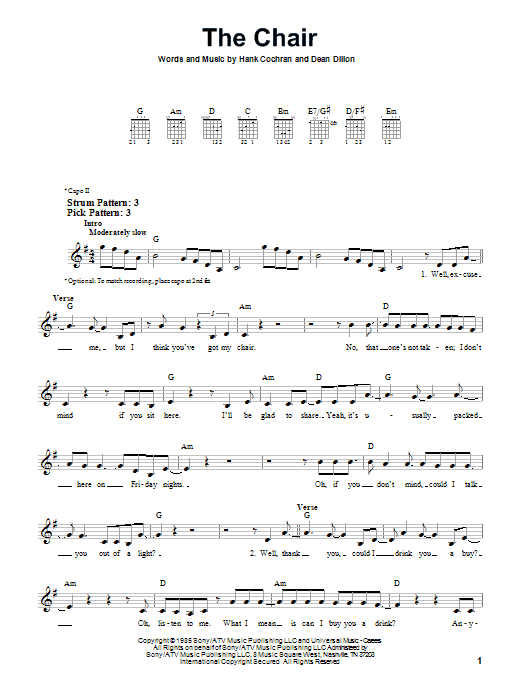 George Strait The Chair sheet music notes and chords. Download Printable PDF.