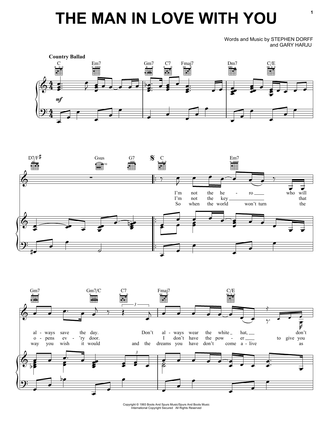 George Strait The Man In Love With You sheet music notes and chords. Download Printable PDF.