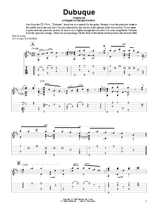 George Winston Dubuque sheet music notes and chords. Download Printable PDF.