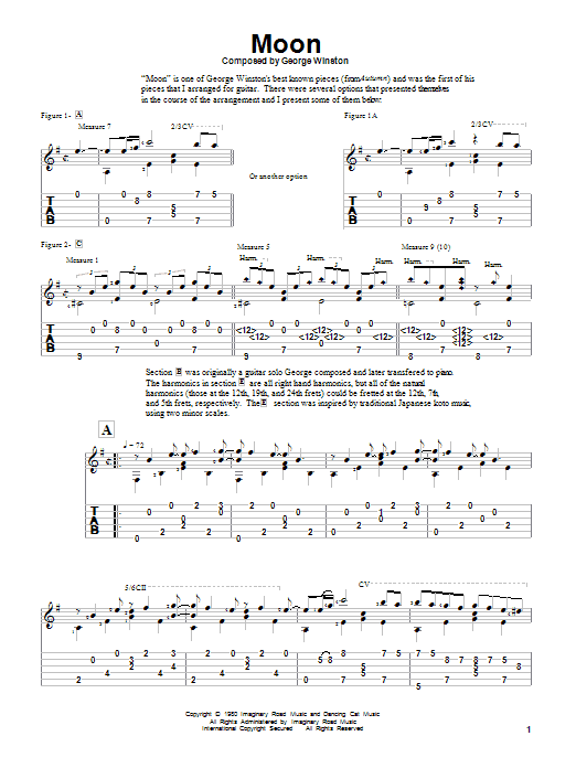 George Winston Moon sheet music notes and chords. Download Printable PDF.