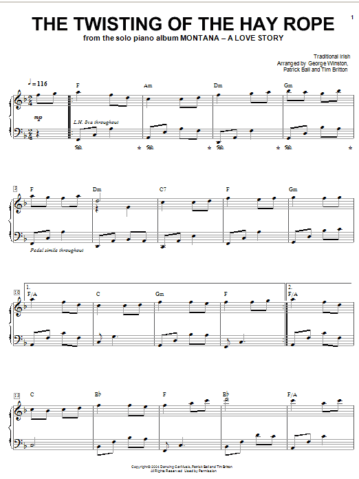 Learn to play George Winston The Twisting Of The Hay Rope sheet music for Piano Solo in minutes. Price: 7.8900$ George Winston The Twisting Of The Hay Rope sheet music notes and chords arranged for Piano Solo