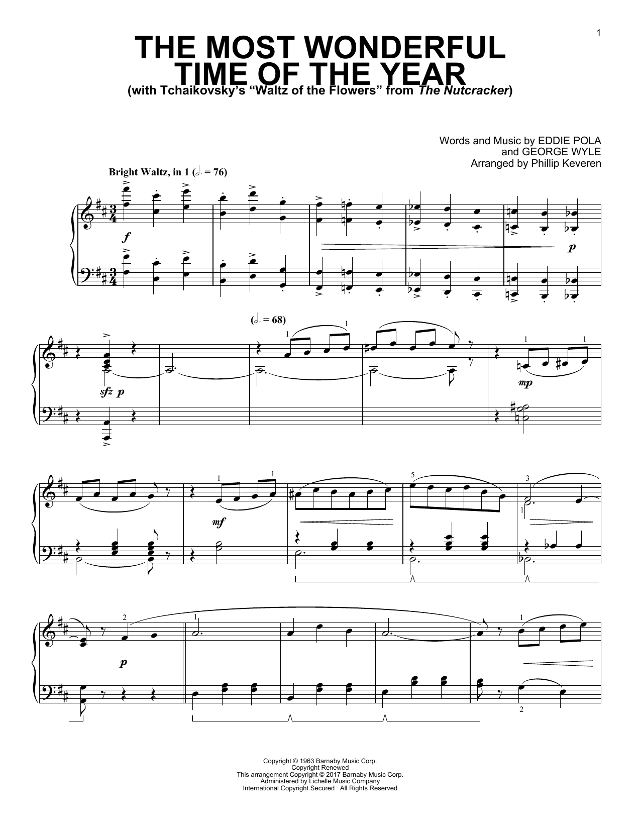 George Wyle The Most Wonderful Time Of The Year [Classical version] (arr. Phillip Keveren) sheet music notes and chords. Download Printable PDF.