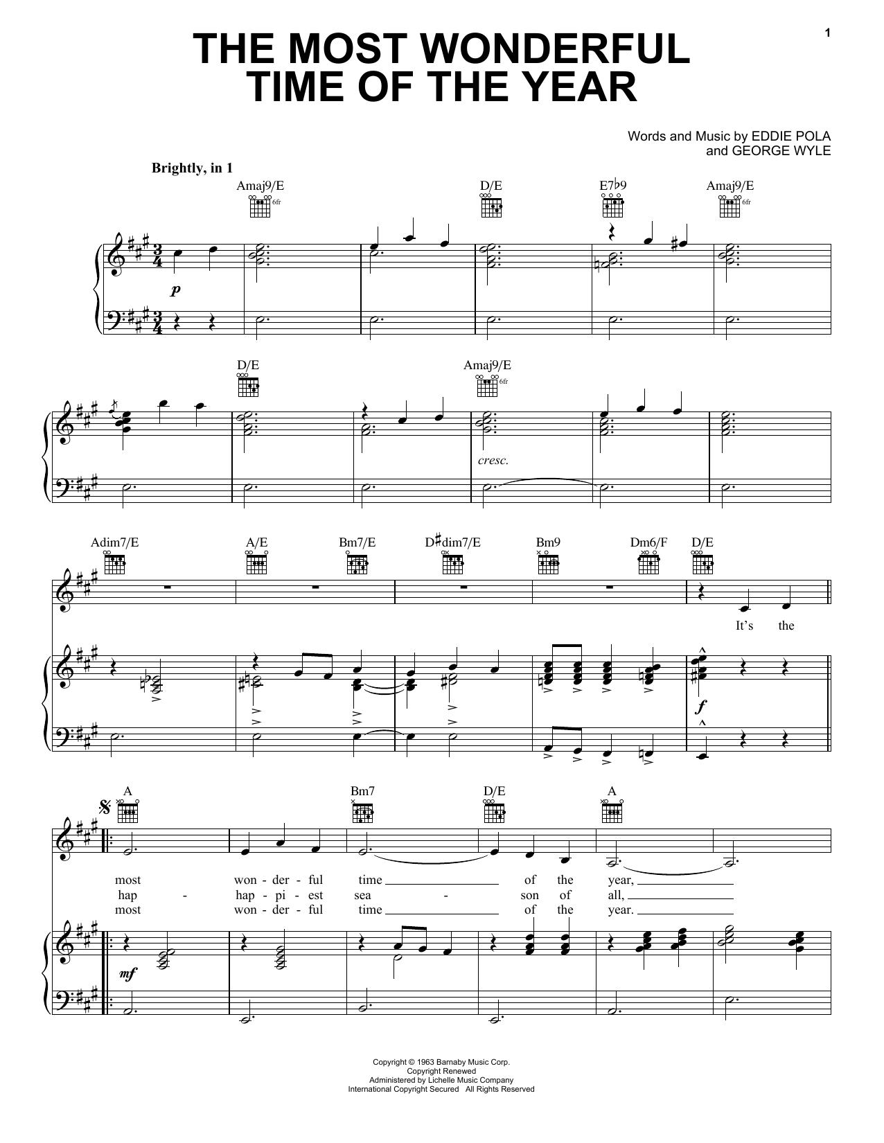 George Wyle The Most Wonderful Time Of The Year sheet music notes and chords. Download Printable PDF.