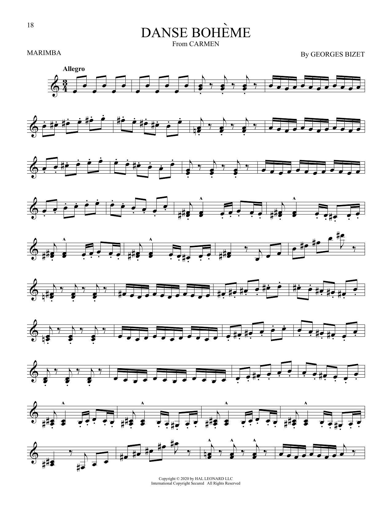 Georges Bizet Danse Boheme sheet music notes and chords. Download Printable PDF.