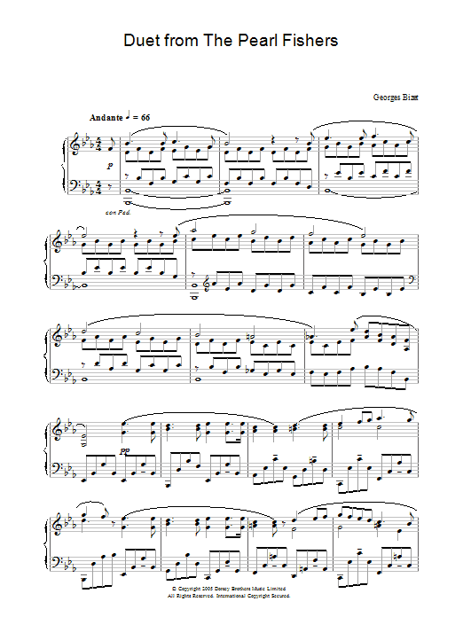 Georges Bizet Duet from The Pearl Fishers sheet music notes and chords. Download Printable PDF.