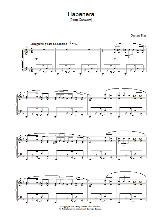 Georges Bizet Habanera sheet music notes and chords. Download Printable PDF.