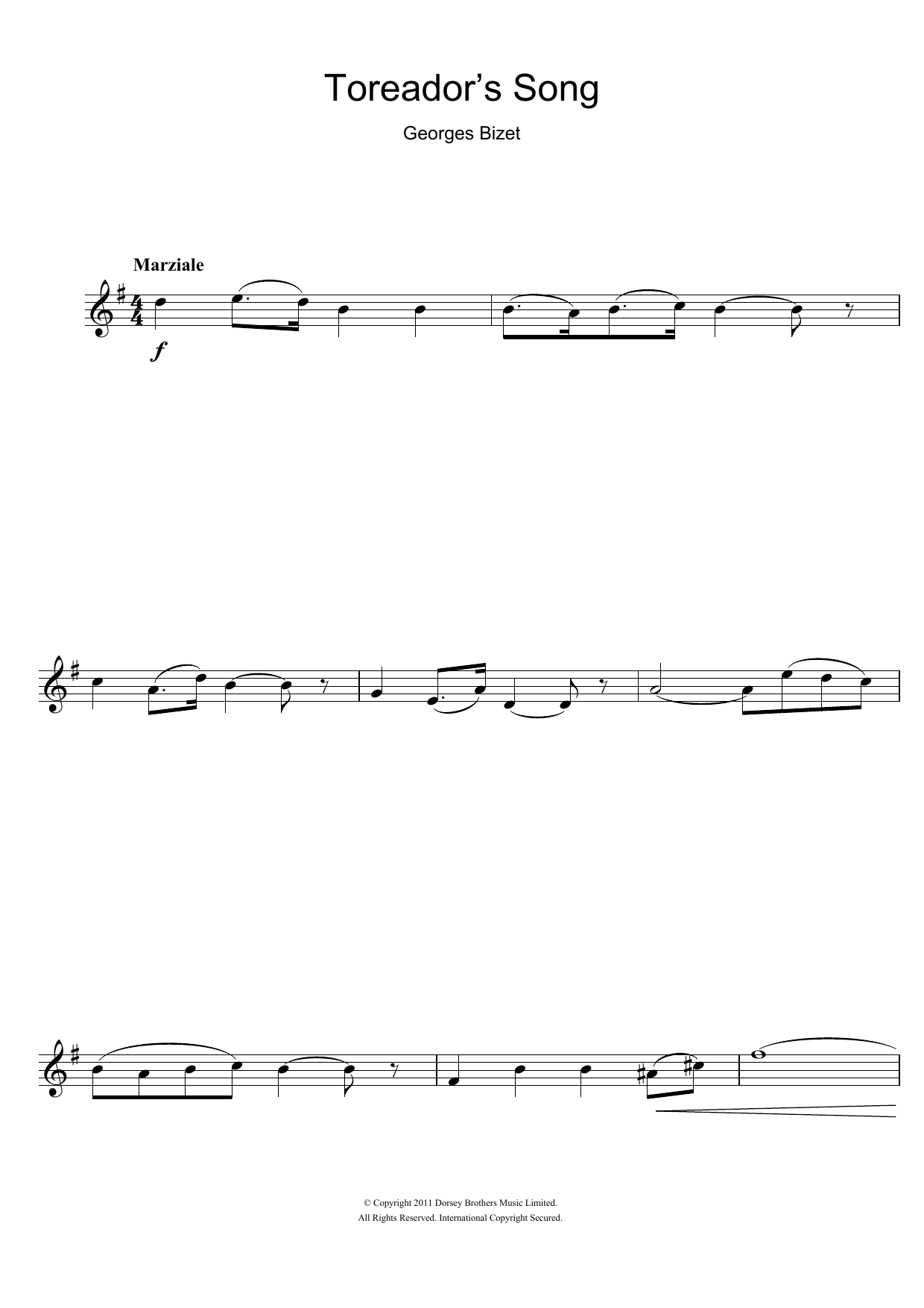 Georges Bizet Toreador's Song (from Carmen) sheet music notes and chords. Download Printable PDF.